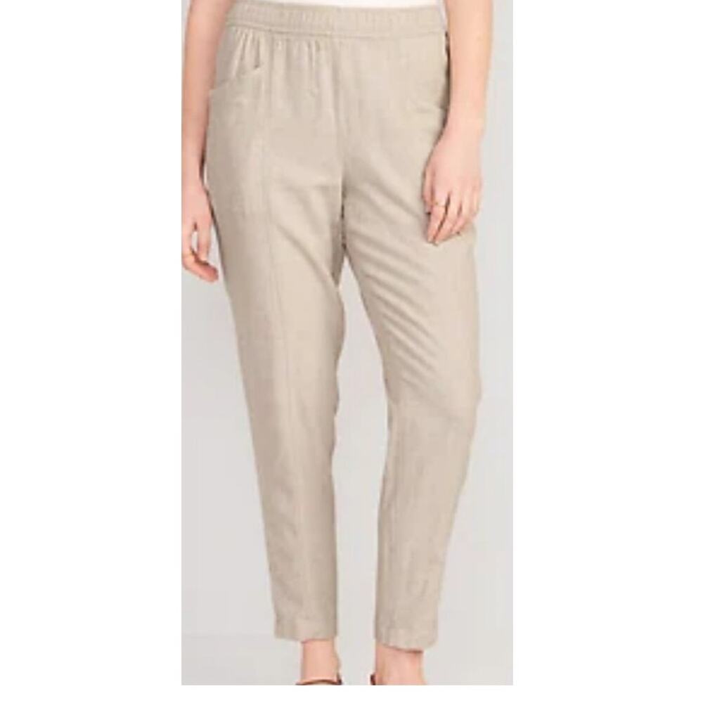Old Navy Women's High-Waisted Cropped Linen-Blend Tapered Pants Plus Size 4X